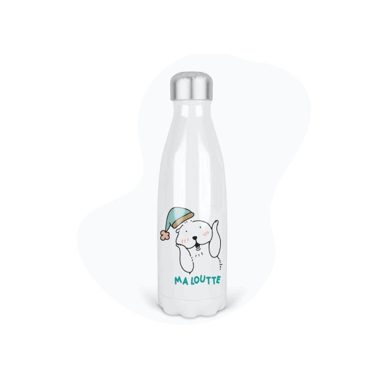 Bouteille gourde isotherme acier inox - Blanc - 350 ml - imprimé illustration Ma loutte