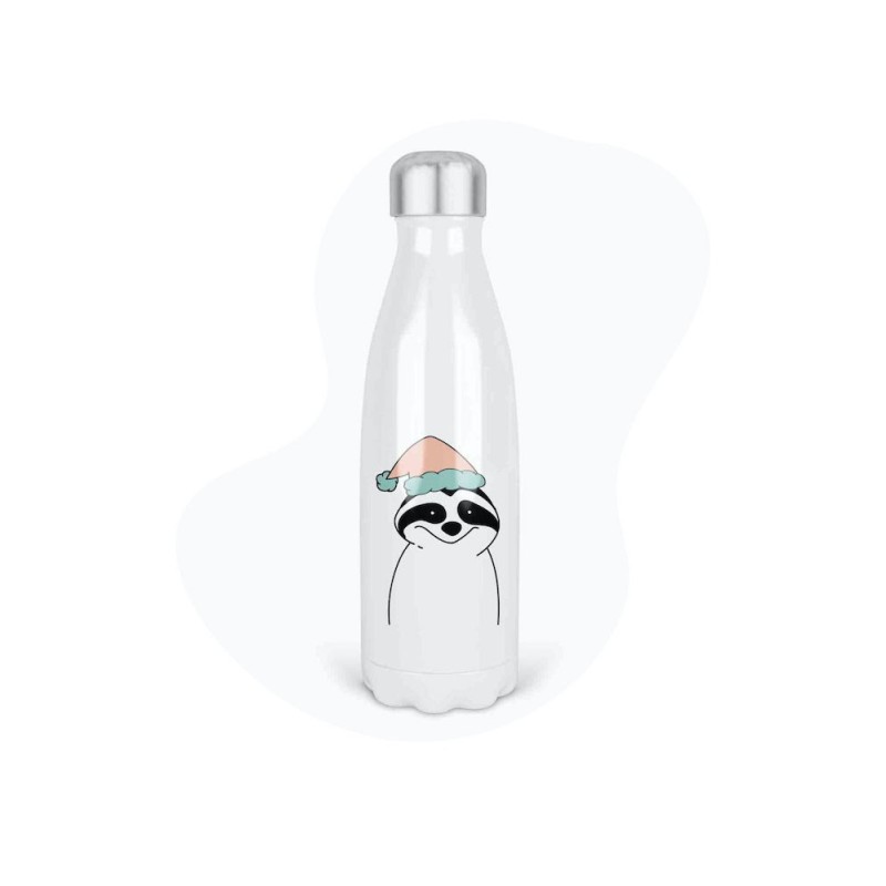 Bouteille gourde isotherme acier inox - Blanc - 350 ml - imprimé illustration Animal