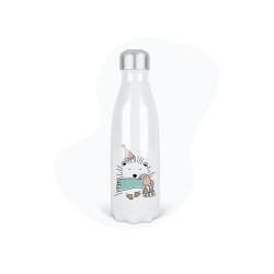 Bouteille gourde isotherme acier inox - Blanc - 350 ml - imprimé illustration Hérisson