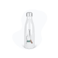 Bouteille gourde isotherme acier inox - Blanc - 350 ml - imprimé illustration Crocodile