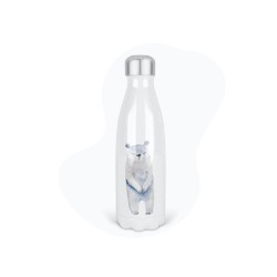 Bouteille gourde isotherme acier inox - Blanc - 350 ml - imprimé illustration Ours polaire