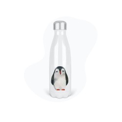 Bouteille gourde isotherme acier inox - Blanc - 350 ml - imprimé illustration Pingouin