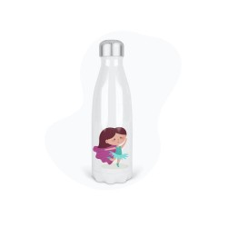 Bouteille gourde isotherme acier inox - Blanc - 350 ml - imprimé illustration Super Danseuse