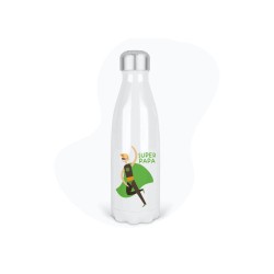 Bouteille gourde isotherme acier inox - Blanc - 350 ml - imprimé illustration Super Papa