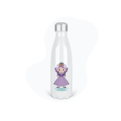 Bouteille gourde isotherme acier inox - Blanc - 350 ml - imprimé illustration Anime princesse