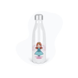 Bouteille gourde isotherme acier inox - Blanc - 350 ml - imprimé illustration Anime princesse