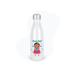 Bouteille gourde isotherme acier inox - Blanc - 350 ml - imprimé illustration princesse grenouille