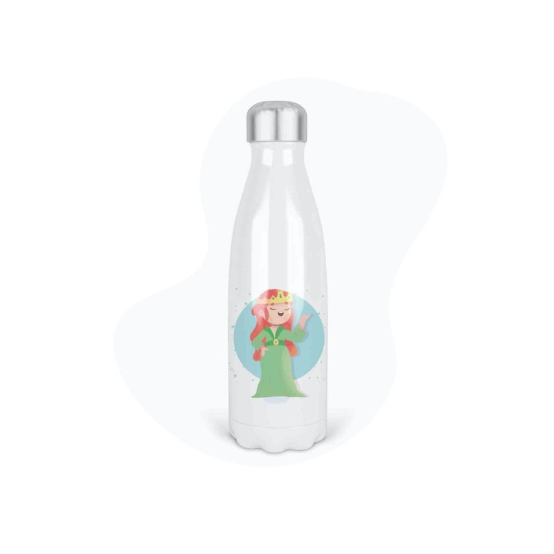 Bouteille gourde isotherme acier inox - Blanc - 350 ml - imprimé illustration princesse