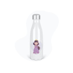 Bouteille gourde isotherme acier inox - Blanc - 350 ml - imprimé illustration princesse