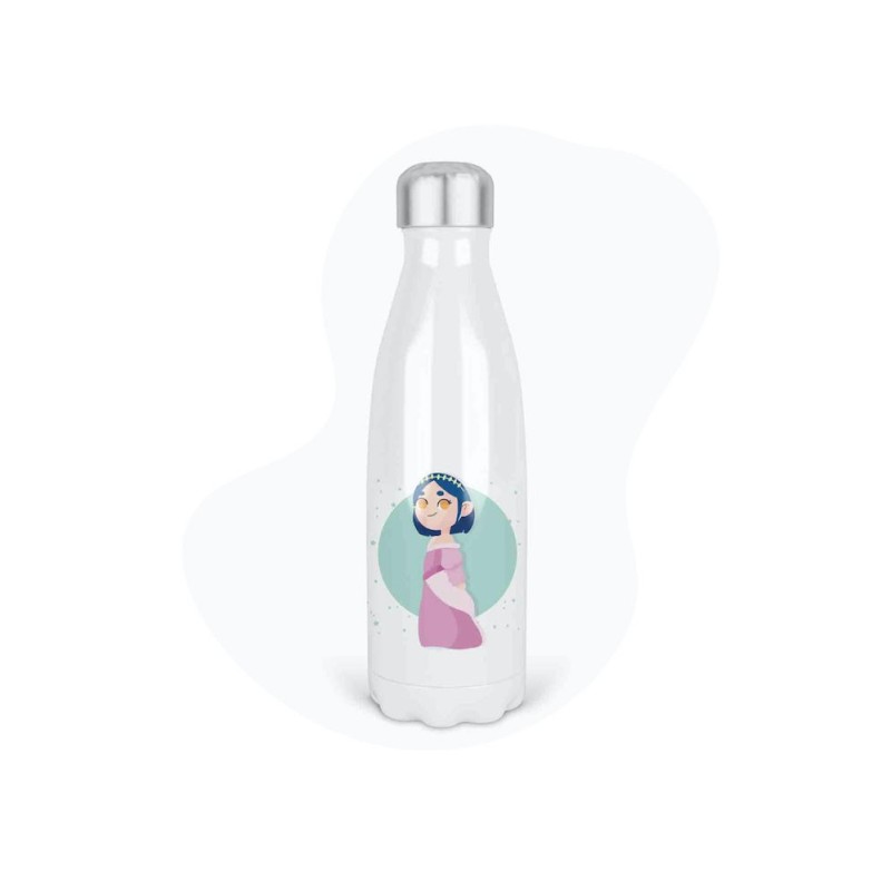 Bouteille gourde isotherme acier inox - Blanc - 350 ml - imprimé illustration princesse
