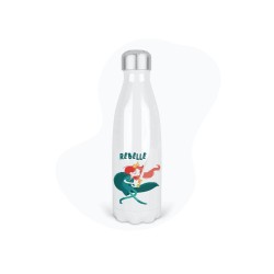 Bouteille gourde isotherme acier inox - Blanc - 350 ml - imprimé illustration princesse rebelle