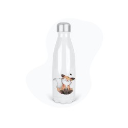Bouteille gourde isotherme acier inox - Blanc - 350 ml - imprimé illustration Petit renard étoile