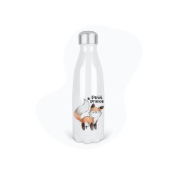 Bouteille gourde isotherme acier inox - Blanc - 350 ml - imprimé illustration Petit renard étoile