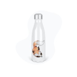 Bouteille gourde isotherme acier inox - Blanc - 350 ml - imprimé illustration Petit renard étoile