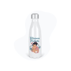Bouteille gourde isotherme acier inox - Blanc - 350 ml - imprimé illustration Maman parfaite