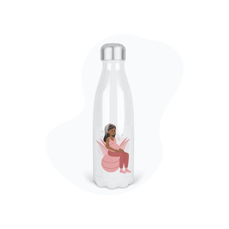 Bouteille gourde isotherme acier inox - Blanc - 350 ml - imprimé illustration Maman