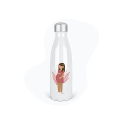 Bouteille gourde isotherme acier inox - Blanc - 350 ml - imprimé illustration Maman