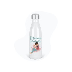 Bouteille gourde isotherme acier inox - Blanc - 350 ml - imprimé illustration Maman parfaite