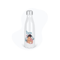 Bouteille gourde isotherme acier inox - Blanc - 350 ml - imprimé illustration Maman Love
