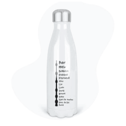 Bouteille gourde isotherme acier inox - Blanc - 350 ml - imprimé illustration Sorcier Baguette magique Harry