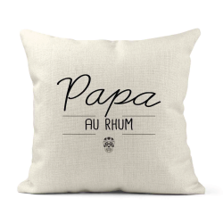 Housse de coussin - Lin - Décoration - imprimé citation Fête des pères Papa au rhum