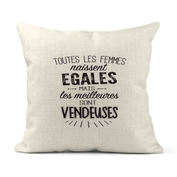 Housse de coussin - Lin - Décoration - imprimé citation Les meilleures sont vendeuses