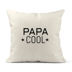 Housse de coussin - Lin - Décoration - imprimé illustration Fête des pères Papa cool