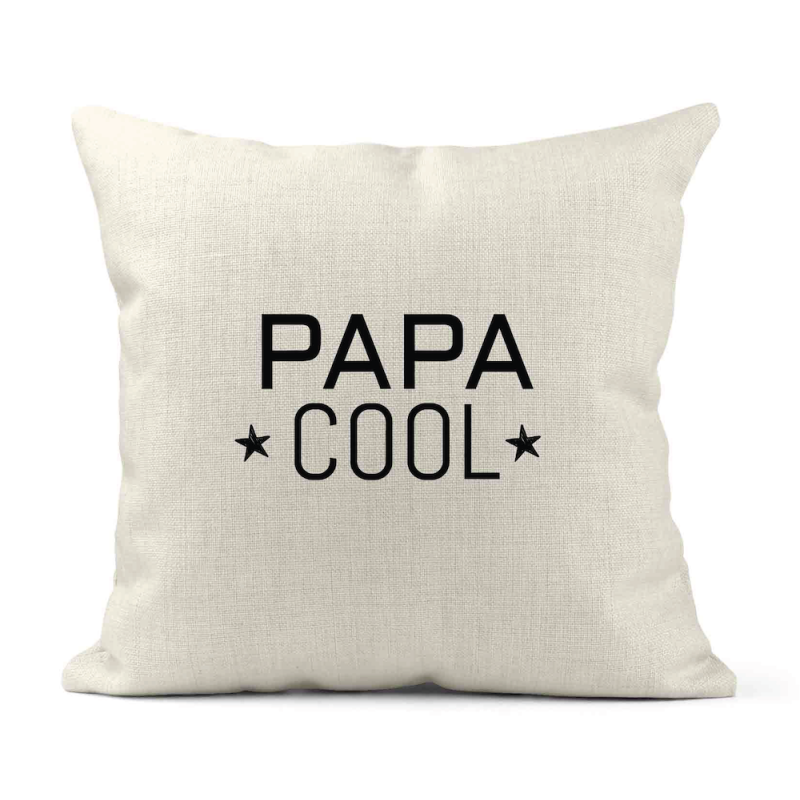 Housse de coussin - Lin - Décoration - imprimé illustration Fête des pères Papa cool