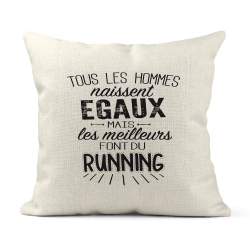 Housse de coussin - Lin - Décoration - imprimé illustration Sport Les meilleurs font du running