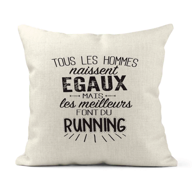 Housse de coussin - Lin - Décoration - imprimé illustration Sport Les meilleurs font du running