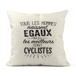 Housse de coussin - Lin - Décoration - imprimé illustration Sport Les meilleurs sont Cyclistes