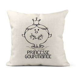 Housse de coussin - Lin - Décoration - imprimé illustration Princesse gourmande