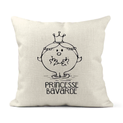 Housse de coussin - Lin - Décoration - imprimé illustration Princesse Bavarde