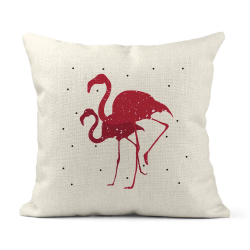 Housse de coussin - Lin - Décoration - imprimé illustration Flamant rose camargue