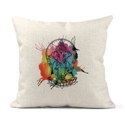 Housse de coussin - Lin - Décoration - imprimé illustration Eléphant psyche