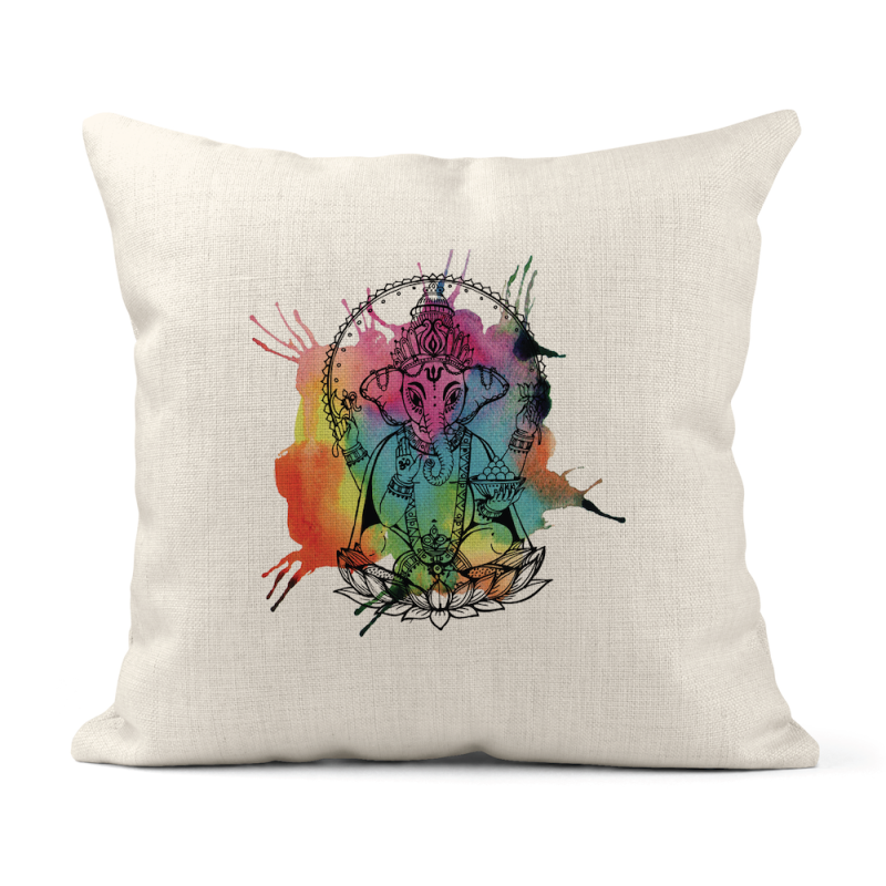 Housse de coussin - Lin - Décoration - imprimé illustration Eléphant psyche