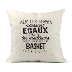 Housse de coussin - Lin - Décoration - imprimé citation les meilleurs sont joueurs de basket