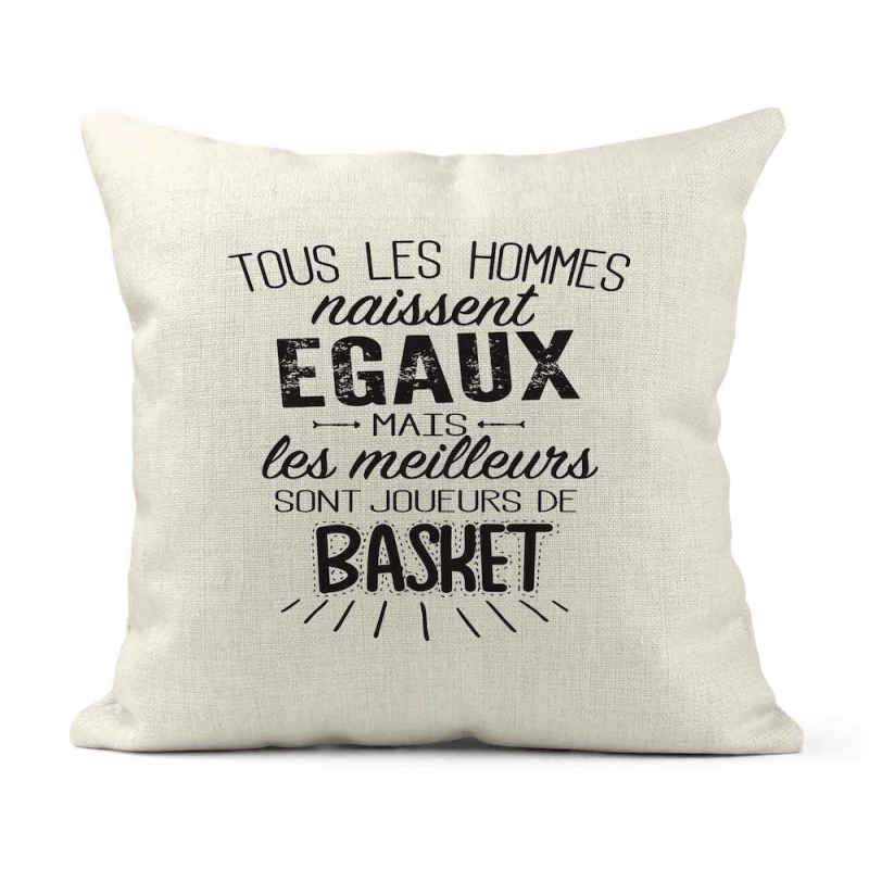 Housse de coussin - Lin - Décoration - imprimé citation les meilleurs sont joueurs de basket