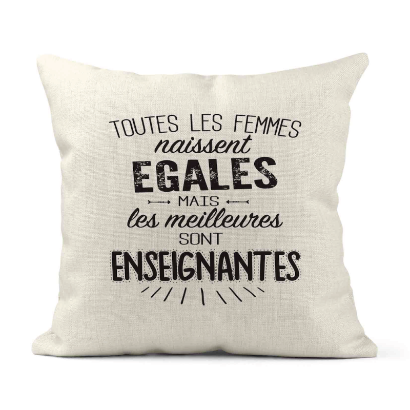 Housse de coussin - Lin - Décoration - imprimé citation école fin année scolaire les meilleures sont enseignantes