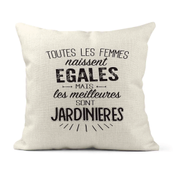 Housse de coussin - Lin - Décoration - imprimé citation  les meilleures sont jardinières