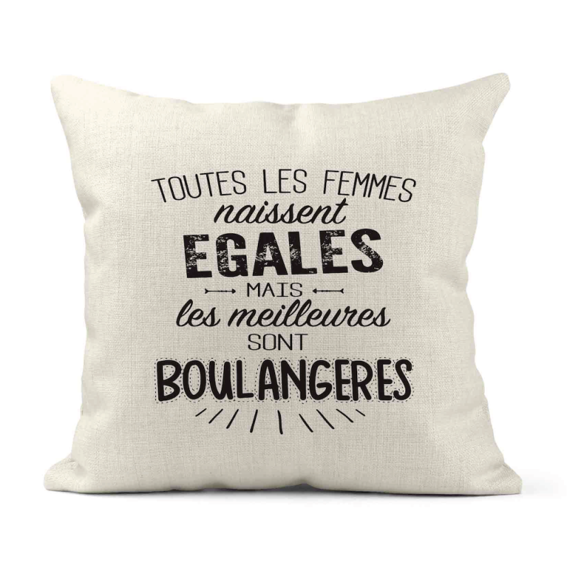 Housse de coussin - Lin - Décoration - imprimé citation  les meilleures sont boulangères
