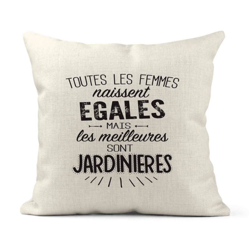 Housse de coussin - Lin - Décoration - imprimé citation  les meilleures sont Jardinières
