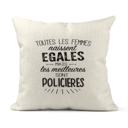 Housse de coussin - Lin - Décoration - imprimé citation  les meilleures sont policières