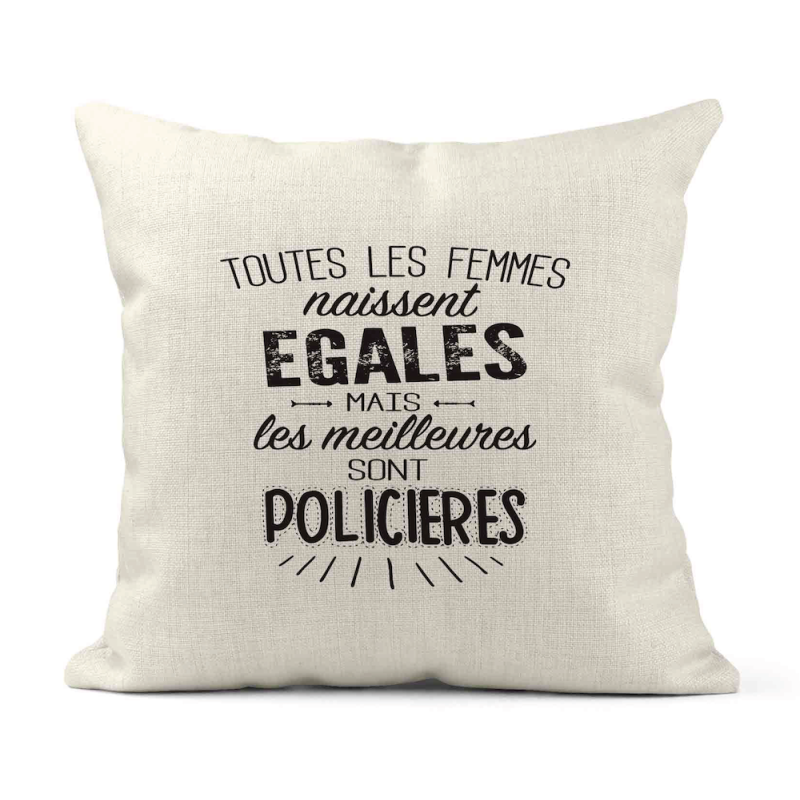 Housse de coussin - Lin - Décoration - imprimé citation  les meilleures sont policières