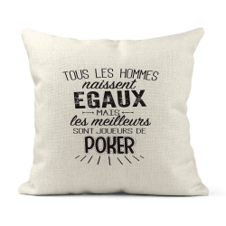 Housse de coussin - Lin - Décoration - imprimé citation les meilleurs sont joueurs de poker