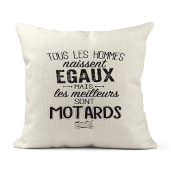 Housse de coussin - Lin - Décoration - imprimé citation les meilleurs sont Motards