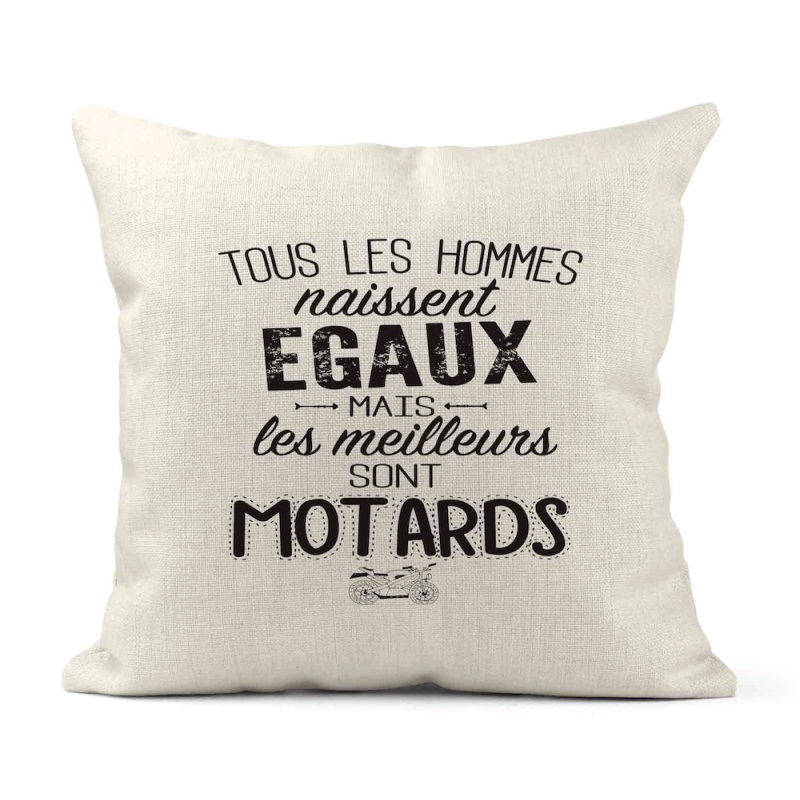 Housse de coussin - Lin - Décoration - imprimé citation les meilleurs sont Motards
