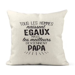 Housse de coussin - Lin - Décoration - imprimé cadeau naissance - les meilleurs deviennent papa