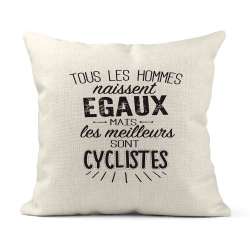 Housse de coussin - Lin - Décoration - imprimé citation Sport les meilleurs sont Cycliste