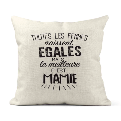 Housse de coussin - Lin - Décoration - imprimé citation Fête des grands mère la meilleure c'est mamie